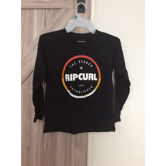 NWT Rip curl long sleeve black boys large standard fit tee - Picture 1 of 3
